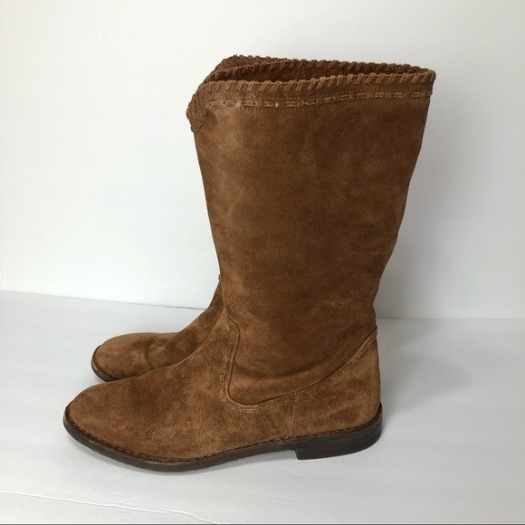 Trask Audra Boots Womens 10 M Pull On Zip Almond Toe Mid Calf Suede Casual - Picture 4 of 15